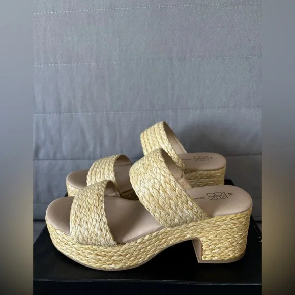 No Boundaries Women's Beige Woven Platform Sandals Size 11 - Picture 9 of 11